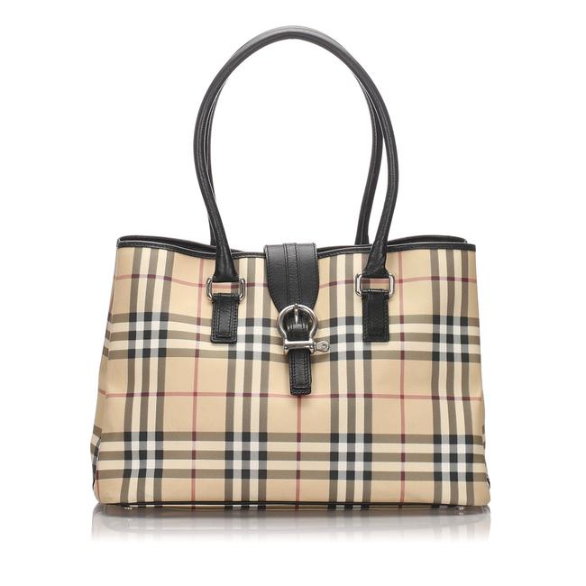 Burberry Bag House Check Brown Leather Tote