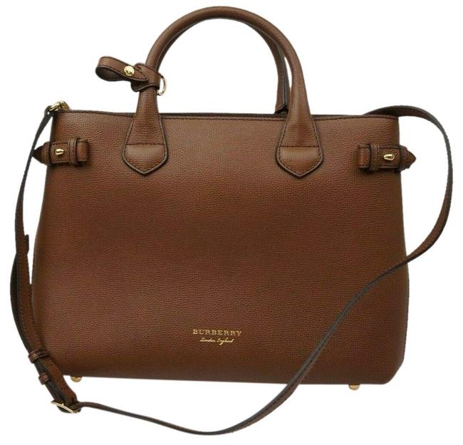 Burberry Bag House Check Derby Medium Banner Purse Brown Leather Tote