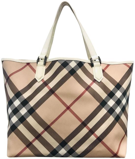 Burberry Bag Large Nickie Nova Check Beige Coated Canvas Tote