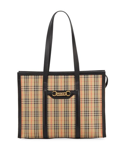 Burberry Bag Link 1983 House Check Shoulder Black Coated Canvas Tote