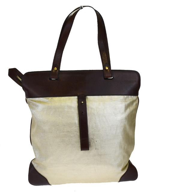 Burberry Bag Logos Shoulder Gold Coating Canvas Leather Tote