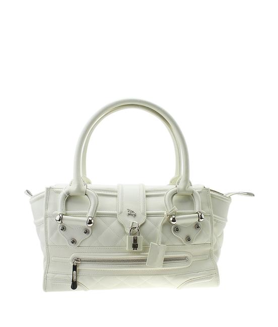 Burberry Bag Manor Quilted 184388 White Leather Tote