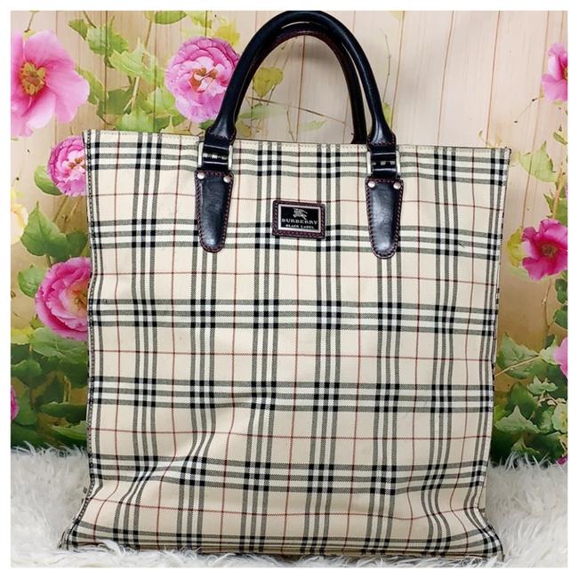 Burberry Bag Nova Check Brown White Canvas Tote