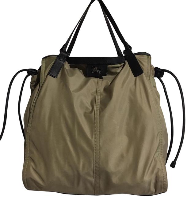 Burberry Bag Nylon Trimmed Buckeigh Beige Taupe Nylon Leather Tote