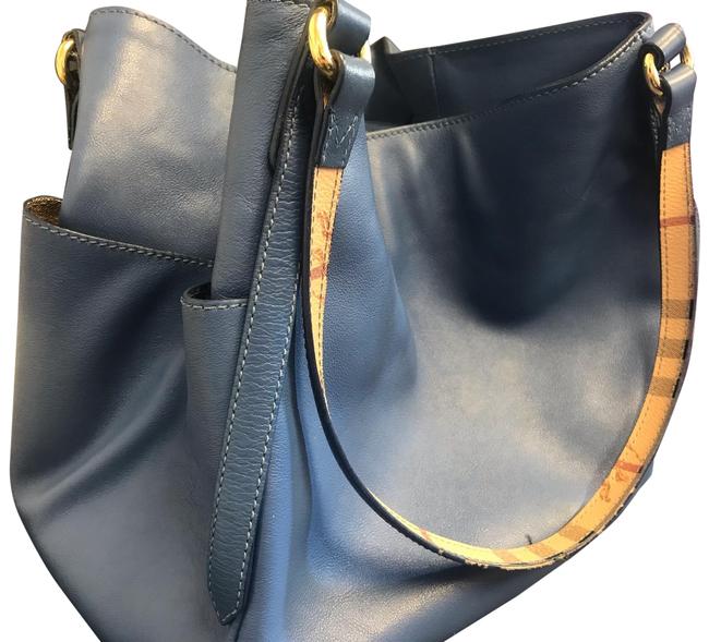Burberry Bag Panels Canterbury Slate Blue Leather Tote