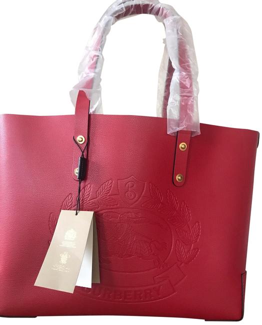 Burberry Bag Shoulder with Crest Rust Red Leather Tote