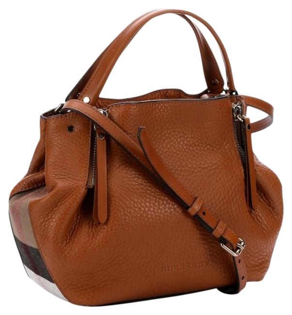 Burberry Bag Small Check Detail Saddle Leather Tote