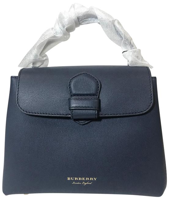Burberry Bag Small Grainy and House Check In Ink Blue Leather Tote