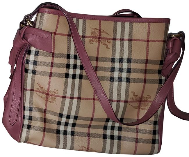 Burberry Bag Vintage Check Mauve Black White Beige Polyester Tote