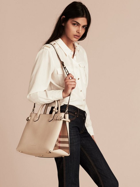 Burberry Banner Off White Leather Tote