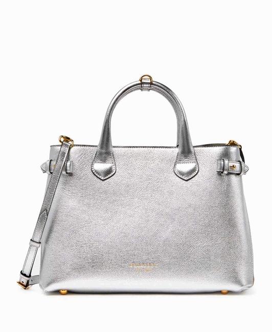 Burberry Banner Silver Leather Tote