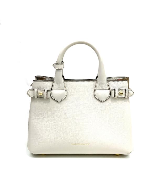 Burberry Banner White Leather Tote