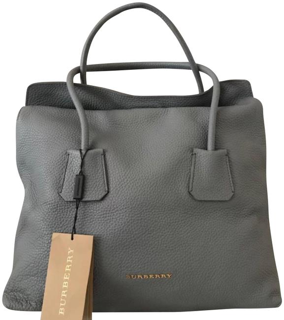Burberry Banyard Grainy Storm Gray Soft Pebbled Leather Tote