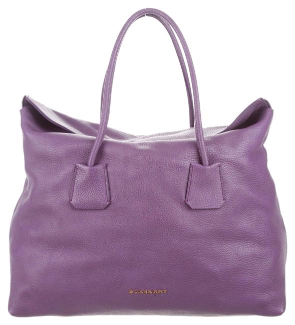 Burberry Bag Baynard Slouchy Satchel Purse Purple Leather Tote