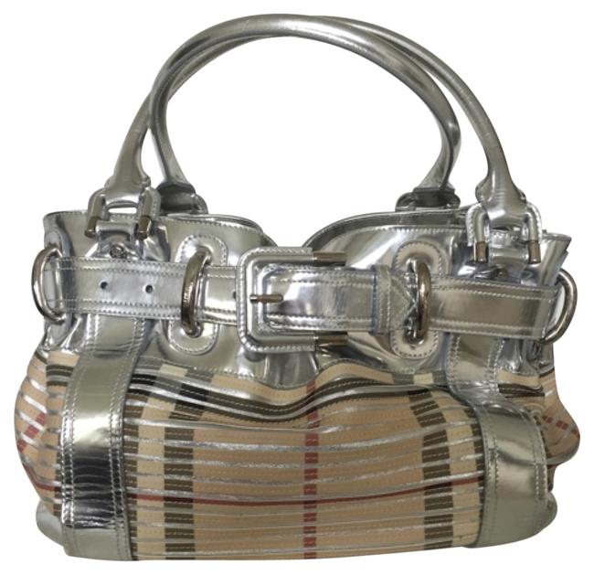 Burberry Beaton Silver Leather Tote