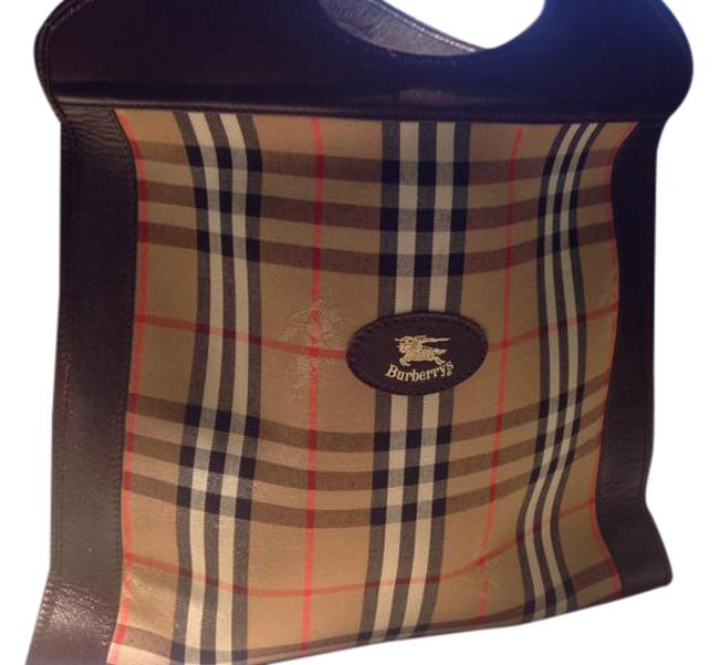 Burberry Beige BlackRed Cloth Tote