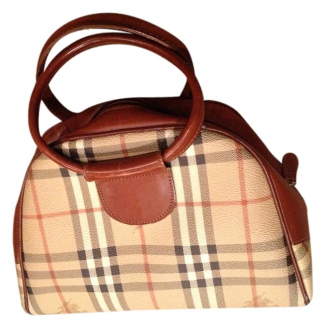 Burberry Beige Classic Check Leather Tote