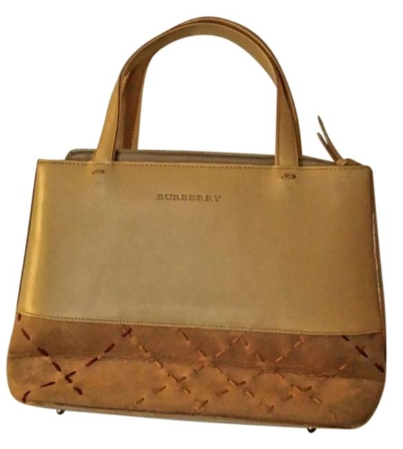 Burberry Beige Leather Canvas Tote