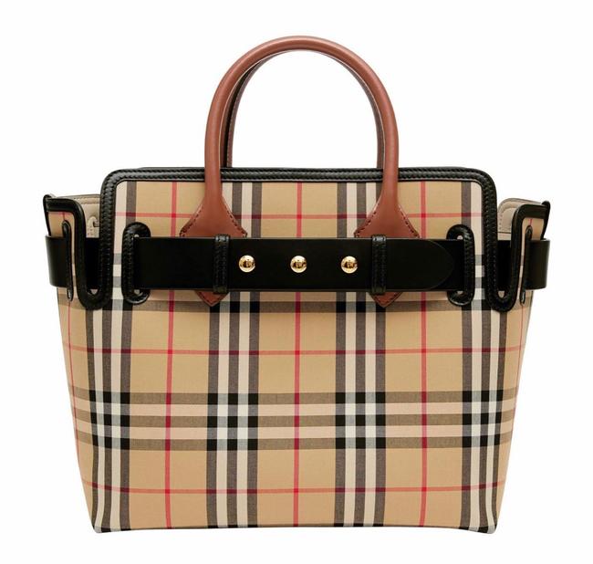 Burberry Belt Bag Small Triple Stud Vintage Check Archive Beige Leather Tote