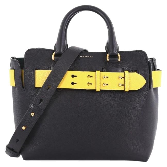 Burberry Belt Small Black and Yellow Leather Tote