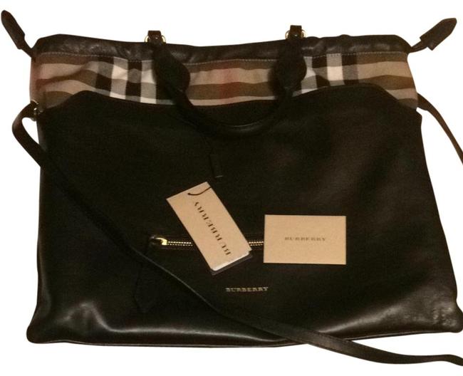 Burberry big Crush House Check Leather Black Tote