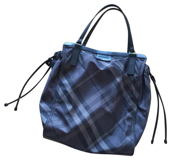 Burberry Black and Gray Nylon Leather Tote