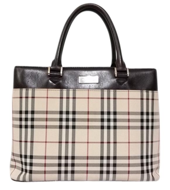 Burberry Bag Black Brown Leather and Nova Check Tote