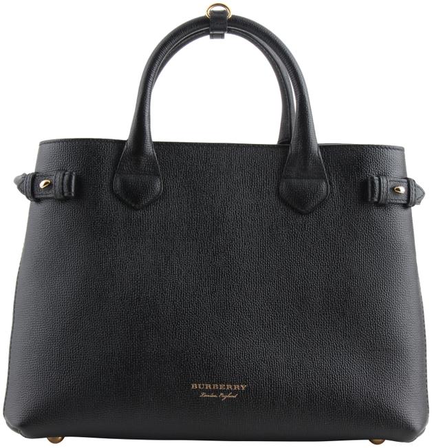Burberry Black Check Canvas Multicolor Leather Tote