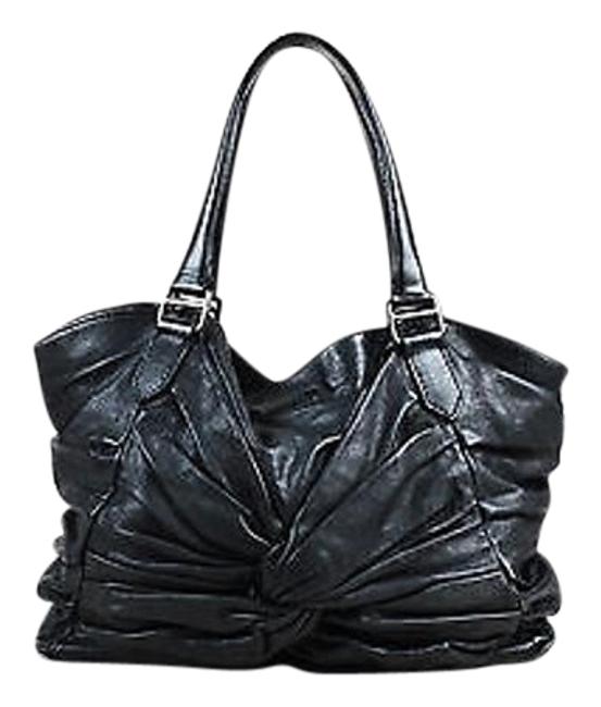 Burberry Black Leather Gunmetal Toned Hardware Soft Knot Healy Tote Bag