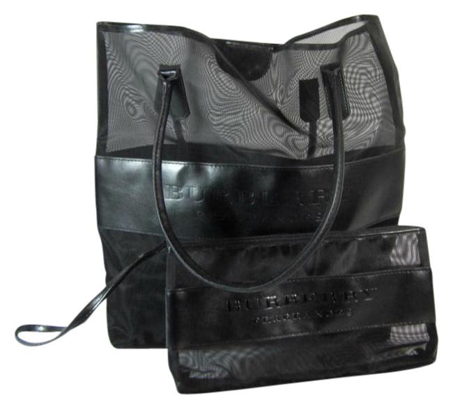 Burberry Black Logo CosmeticLarge Shopper Nylon Tote
