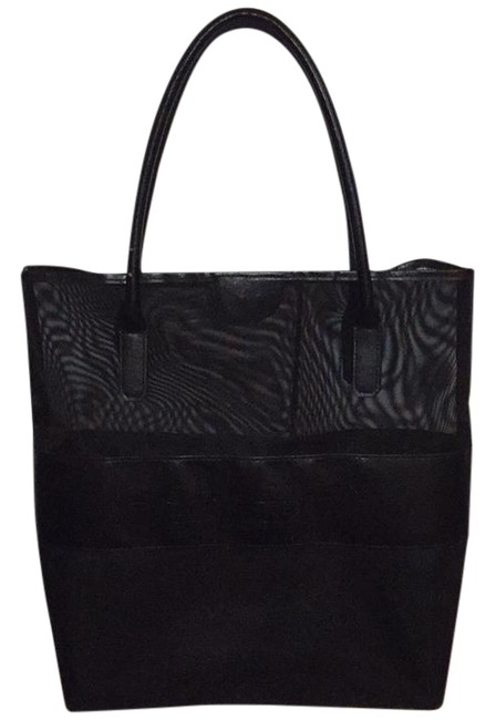 Burberry Black Mesh and Leather Trim Tote