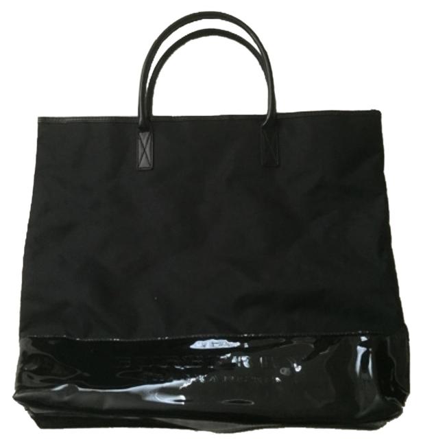 Burberry Black Pvc Lined with Patient Leather Tote