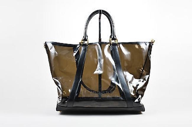 Burberry Black Sheer Pvc Leather Tote Bag