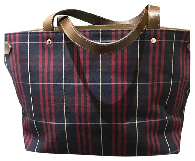 Burberry Blue and Red Canvas Tote