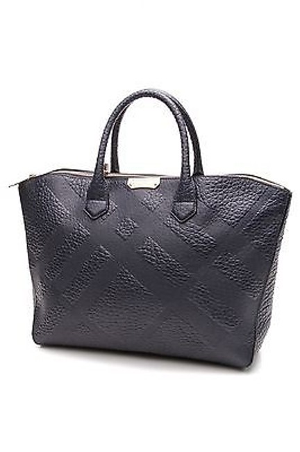 Burberry Blue Check Embossed Leather Dewsbury Tote Bag