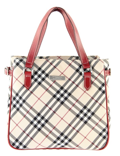 Burberry Blue Label Small Beige Check Canvas Tote