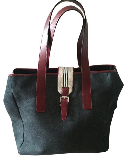 Burberry Blue Red Kahki Denim Tote
