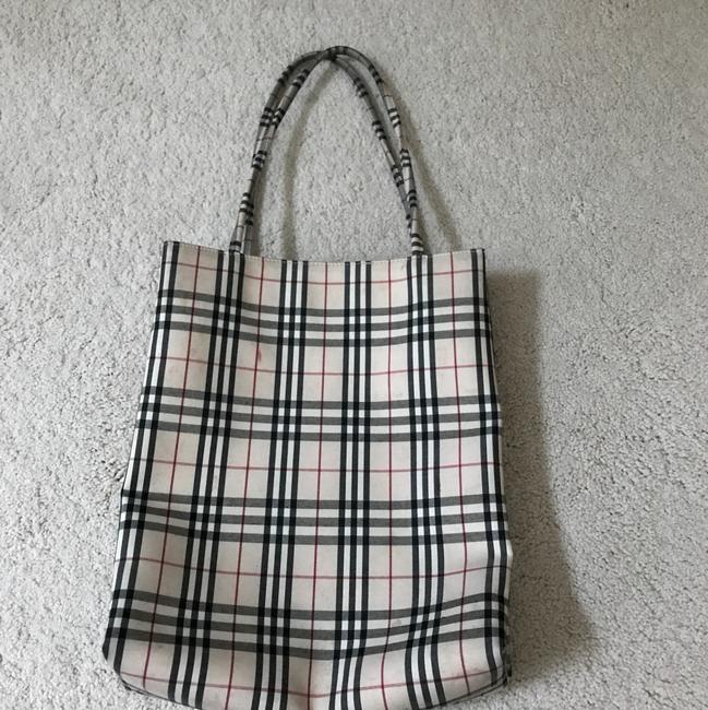 Burberry Book Plaid Fabric Tote