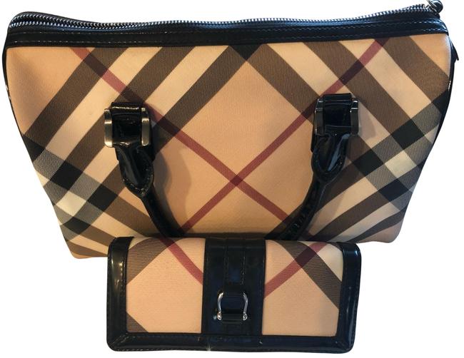 Burberry Bowling Bag Matching Wallet Plaid Tote