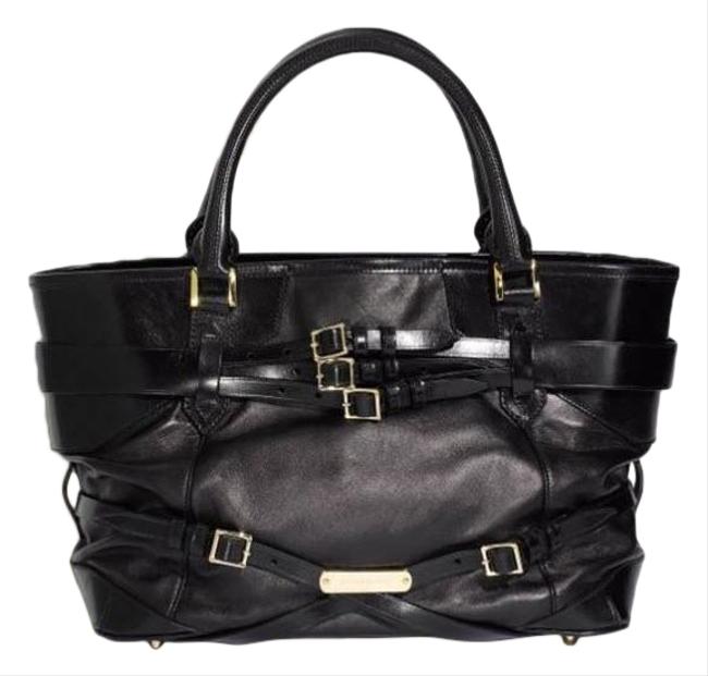 Burberry Shoulder Bag Bridle Buckle Medium Lynher Black Leather Tote