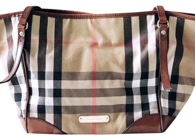 Burberry Bridle House Check Small Canterbury Brown LeatherCanvas Tote