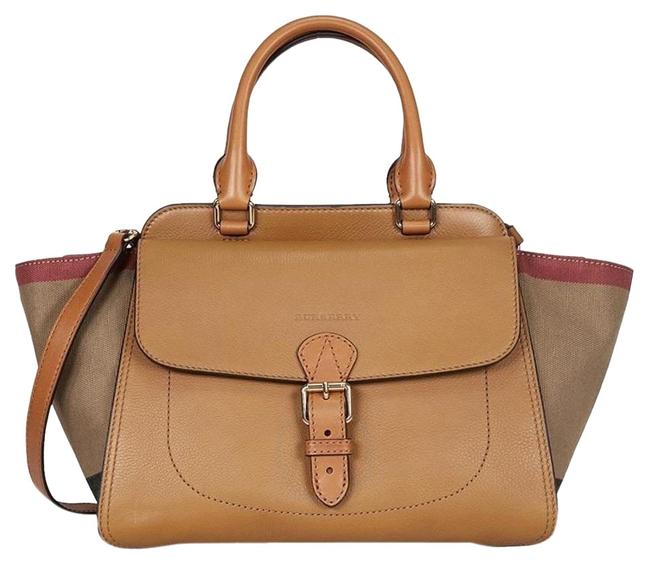 Burberry Brit Grainy Check Medium Leather Harcourt Multicolor Canvas Tote