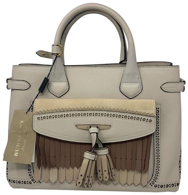 Burberry Brogues Banner Fringe Limestone Leather Tote