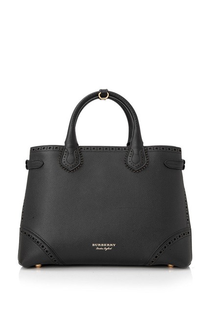 Burberry Broguing House Check Medium Banner Black Canvas Tote