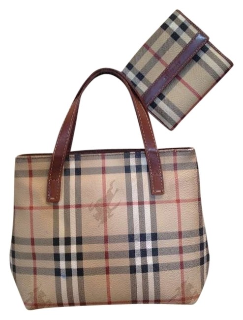 Burberry Brown Check Coated Canvas Tote