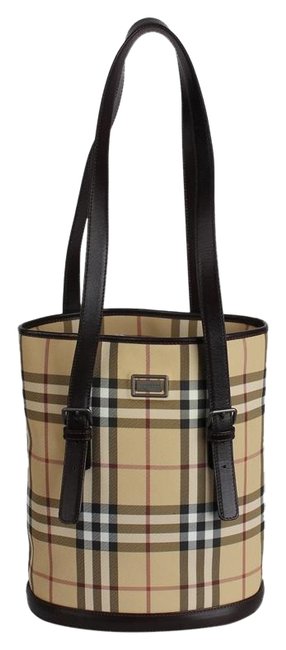 Burberry Bucket Bag Nova Check Rare 7530 Beige Canvas Tote