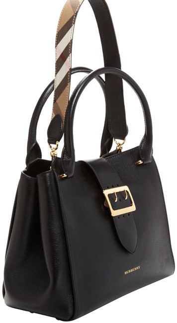 Burberry Buckle Medium Black Leather Tote