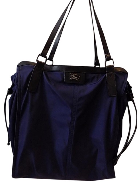 Burberry Buckleigh BlueBlack Nylon Leather Tote