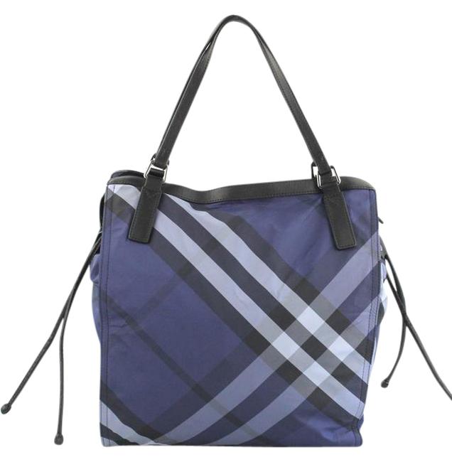 Burberry Buckleigh Packable Blue Nova Check Nylon Tote