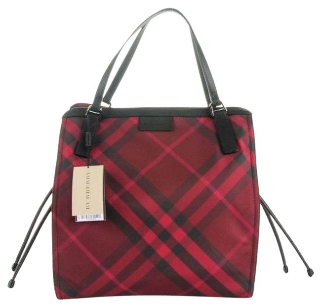 Burberry Buckleigh Packable Burgundy Check Purse Handba Red Nylon Tote